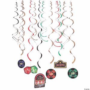 Party Decorations |  26″ Casino Night Hanging Swirl Decorations – 12 Pc. Party Decorations Party Decorations