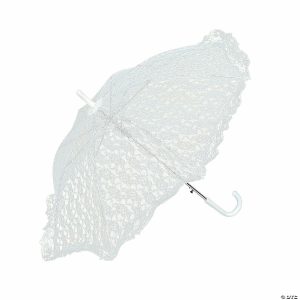 Party Decorations |  30″ White Polyester Lace with Plastic Handle Parasol Apparel & Accessories Apparel & Accessories