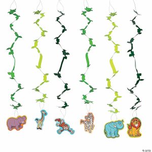 Party Decorations |  32″ Zoo Adventure Hanging Swirl Decorations – 12 Pc. Party Decorations Party Decorations