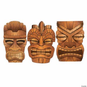 Party Decorations |  34″ – 36″ Jumbo Brown Tiki Mask Cardboard Cutouts – 3 Pc. Party Decorations Party Decorations