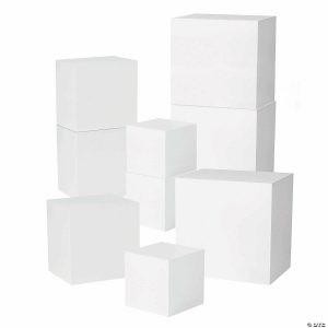 Party Decorations |  4″ – 8″ Bulk White Buffet Square Wood Riser Table Decoration Set – 12 Pc. Party Decorations Party Decorations