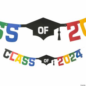 Party Decorations |  6 Ft. x 10 3/4″ Graduation Class of 2024 Ready-to-Hang Cardstock Jointed Garland Party Decorations Party Decorations