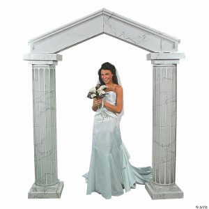 Party Decorations |  73″ x 94 1 2″ Marble-Look Fluted Cardboard Archway with Columns Party Decorations Party Decorations