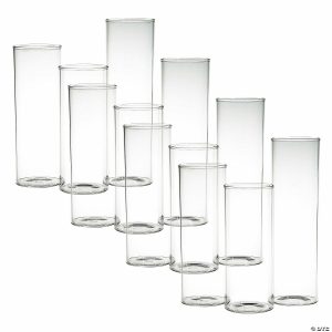 Party Decorations |  8″ – 10 1 2″ Bulk 12 Pc. Clear Glass Cylinder Vase Set Party Decorations Party Decorations