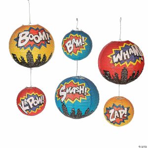 Party Decorations |  8″ – 12″ Superhero Hanging Paper Lanterns – 6 Pc. Party Decorations Party Decorations