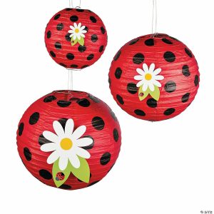 Party Decorations |  8″ – 16″ Little Ladybug Hanging Paper Lanterns – 3 Pc. Party Decorations Party Decorations