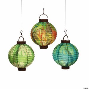 Party Decorations |  8″ Luau Leaf Light-Up Hanging Paper Lanterns – 3 Pc. Party Decorations Party Decorations