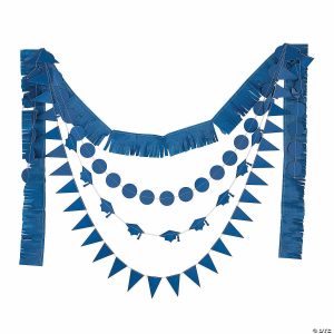 Party Decorations |  Blue Graduation Multi-Strand Tissue Paper Garland – 4 Pc. Party Decorations Party Decorations