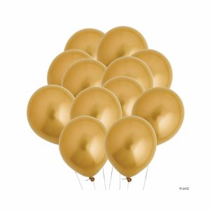 Party Decorations |  Bulk  144 Pc. Gold Chrome 5″ Latex Balloons Party Decorations Party Decorations