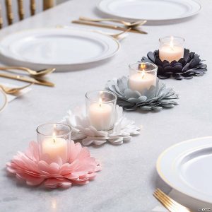 Party Decorations |  Bulk 48 Pc. Tea Light & Votive Candle Holder Tissue Paper Flowers Party Decorations Party Decorations