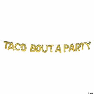 Party Decorations |  Gold Fiesta Taco Bout A Party Mylar Balloon Banner – 15 Pc. Party Decorations Party Decorations