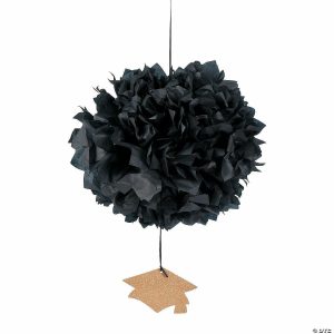 Party Decorations |  Hanging Tissue Paper Pom-Pom Decorations with Mortarboard Hats – 3 Pc. Party Decorations Party Decorations