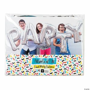 Party Decorations |  Silver Party 22″ Mylar Balloon Banner Party Decorations Party Decorations