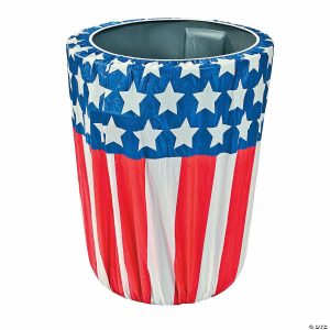 Party Decorations |  Stars & Stripes Plastic Trash Can Cover Party Decorations Party Decorations