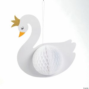 Party Decorations |  Sweet Swan Hanging Decorations with Tissue Paper – 3 Pc. Party Decorations Party Decorations