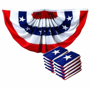 Party Decorations |  USA Pleated Fan Flag Bunting 3x6FT 10 Pack Printed Polyester Party Decorations Party Decorations