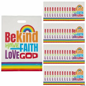 Party Favors |  12″ x 17″ Bulk 50 Pc. Large Rainbow Easter Plastic Goody Bags Party Favors Party Favors