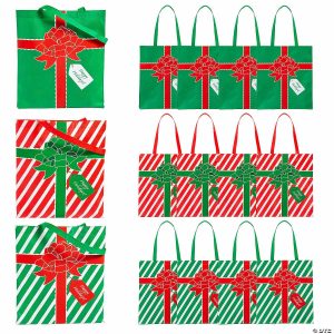 Party Favors |  15″ x 17″ Large Nonwoven Wrapped Christmas Present Tote Bags – 12 Pc. Party Favors Party Favors