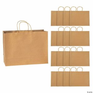 Party Favors |  16″ x 12″ Large Kraft Paper Shopper Bags – 12 Pc. Party Favors Party Favors