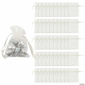 Party Favors |  3 1/2″ Bulk 50 Pc. Mini Ivory Organza Drawstring Treat Bags Party Favors Party Favors