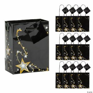 Party Favors |  4 1/2″ x 5 3 4″ Small Gold Star Gift Bags with Tags – 12 Pc. Party Favors Party Favors