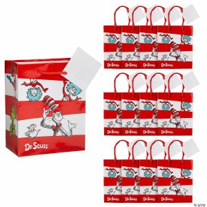 Party Favors |  4 1/4″ x 5 1 2″ Small Dr. Seuss™ The Cat in the Hat™ Paper Gift Bags with Tags – 12 Pc. Party Favors Party Favors