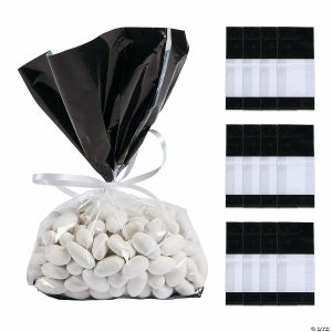 Party Favors |  5″ x 2 1 2″ x 11″ Medium Black Banded Cellophane Bags – 12 Pc. Party Favors Party Favors