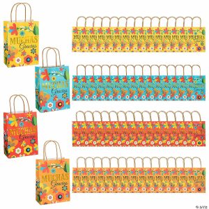 Party Favors |  6 1/2″ x 9″ Bulk 60 Pc. Medium Fiesta Muchas Gracias Gift Bags Party Favors Party Favors