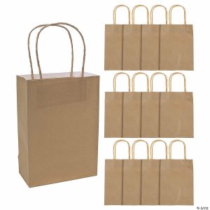 Party Favors |  6 1/2″ x 9″ Medium Gold Kraft Paper Gift Bags – 12 Pc. Party Favors Party Favors