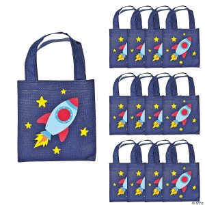 Party Favors |  6″ x 6″ Mini Spaceship Nonwoven Tote Bags – 12 Pc. Party Favors Party Favors