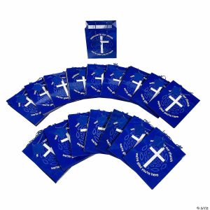 Party Favors |  7 1/2″ x 9″ Bulk 96 Pc. Medium Blue Welcome to Our Church Paper Gift Bags with Tags Party Favors Party Favors