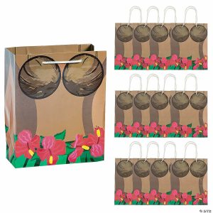 Party Favors |  7 1/4″ x 3 1 2″ x 9″ Medium Hula Girl Paper Gift Bags – 12 Pc. Party Favors Party Favors