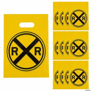 Party Favors |  7 1/4″ x 9 1 2″ Railroad Plastic Goody Bags – 12 Pc. Party Favors Party Favors