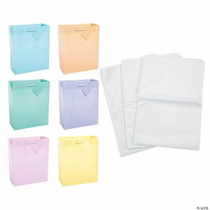 Party Favors |  7 1/4″ x 9″ Medium Pastel Paper Gift Bags & Tissue Paper Kit – 72 Pc. Party Favors Party Favors