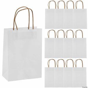 Party Favors |  7″ x 13″ Medium White Kraft Paper Gift Bags – 12 Pc. Party Favors Party Favors