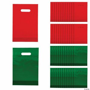 Party Favors |  8 1/2″ x 12″ Bulk 100 Pc. Red & Green Plastic Goody Bag Assortment Party Favors Party Favors