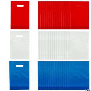 Party Favors |  8 1/2″ x 12″ Bulk 150 Pc. Red, White & Blue Plastic Goody Bag Kit Party Favors Party Favors