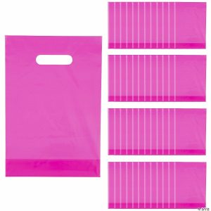 Party Favors |  8 1/2″ x 12″ Bulk 50 Pc. Neon Pink Plastic Goody Bags Party Favors Party Favors