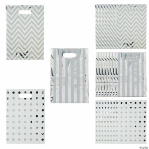 Party Favors |  8 1/2″ x 12″ Medium Silver Metallic Treat Bags – 24 Pc. Party Favors Party Favors