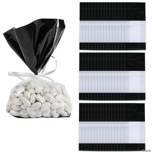 Party Favors |  Bulk 48 Pc. 5″ x 11 1 2″ Black Banded Cellophane Bags Party Favors Party Favors