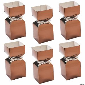 Party Favors |  Bulk 48 Pc. Copper Foil Vertical Square Hourglass Favor Boxes Party Favors Party Favors