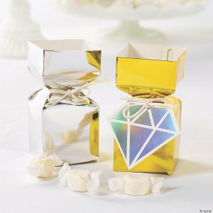 Party Favors |  Bulk 48 Pc. Gold Foil Vertical Square Hourglass Favor Boxes Party Favors Party Favors