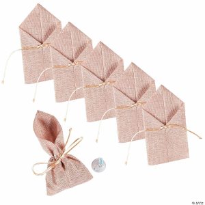 Party Favors |  Bulk 48 Pc. Large Pink Burlap Drawstring Favor Bags Party Favors Party Favors