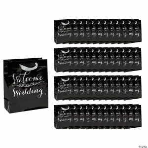 Party Favors |  Bulk 48 Pc. Medium Elegant Black Wedding Gift Bags Party Favors Party Favors