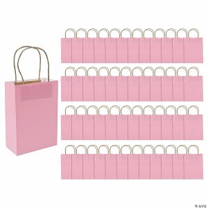 Party Favors |  Bulk 48 Pc. Medium Pink Kraft Paper Gift Bags Party Favors Party Favors