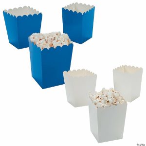 Party Favors |  Bulk  48 Pc. Mini Blue & White Popcorn Box Assortment Kit Party Favors Party Favors