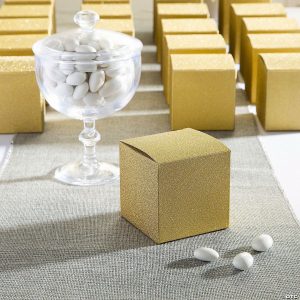 Party Favors |  Bulk 48 Pc. Mini Gold Glitter Favor Boxes Party Favors Party Favors