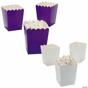 Party Favors |  Bulk  48 Pc. Mini Purple & White Popcorn Box Assortment Kit Party Favors Party Favors