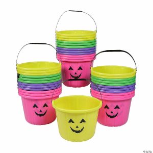 Party Favors |  Bulk 72 Pc. Neon Jack-O&’-Lantern BPA-Free Plastic Trick-Or-Treat Buckets Party Decorations Party Decorations