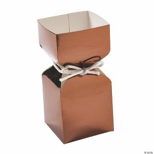 Party Favors |  Copper Foil Vertical Square Hourglass Favor Boxes – 12 Pc. Party Favors Party Favors